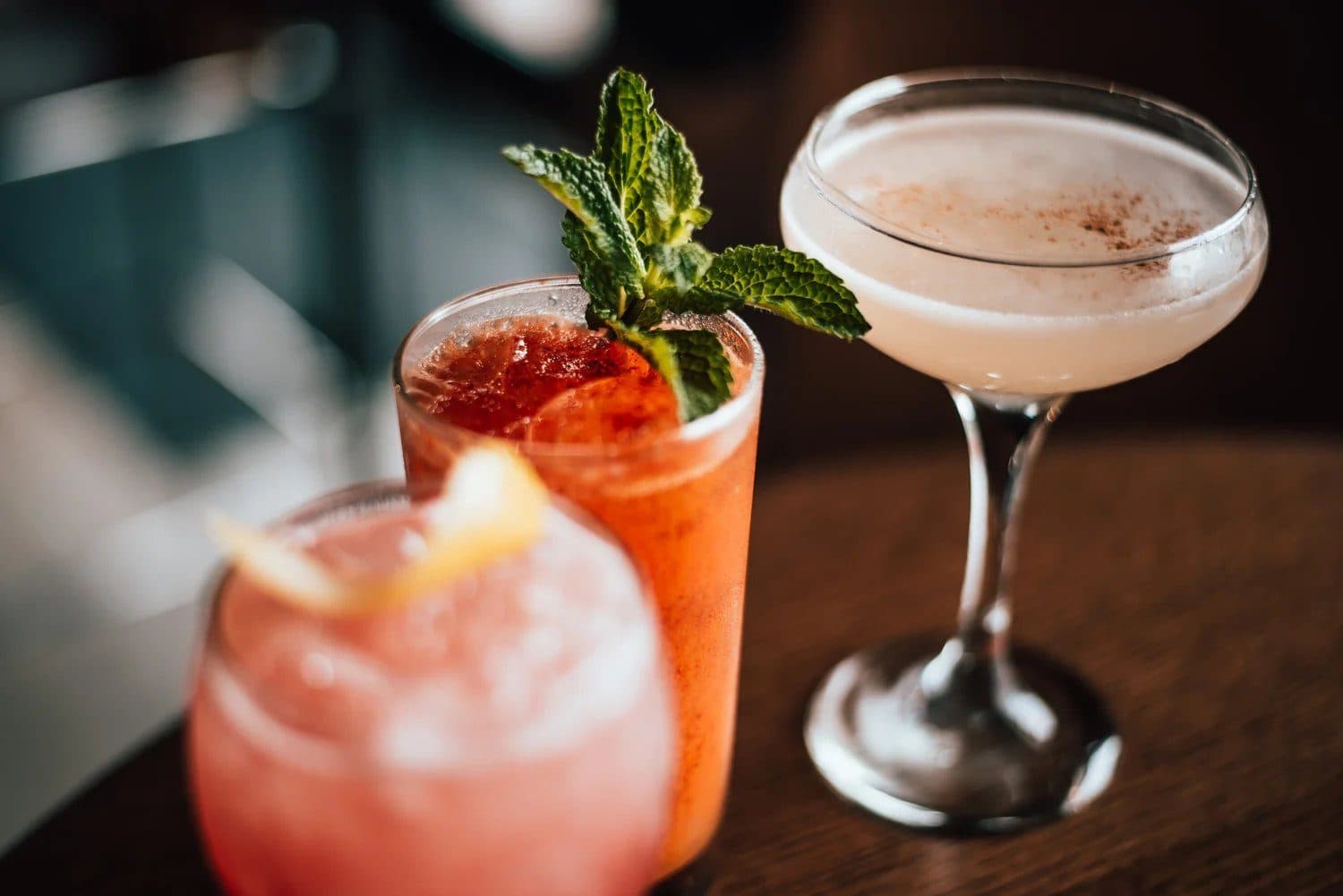 Two cocktails on the bar at Eatery A