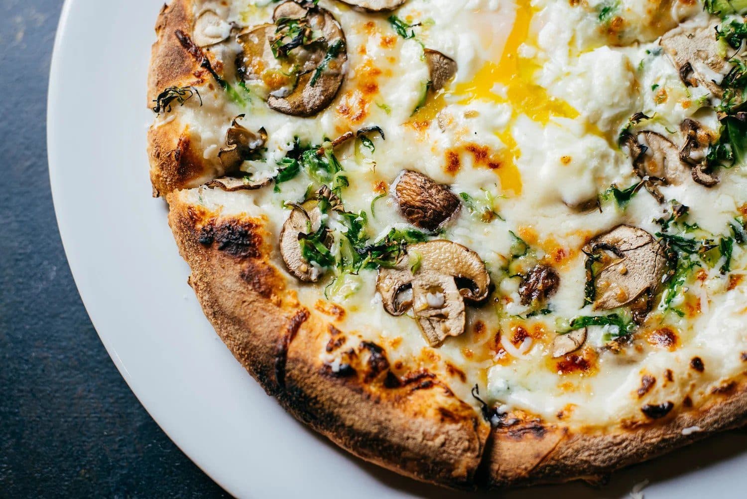 Wood-fired mushroom pizza at Eatery A